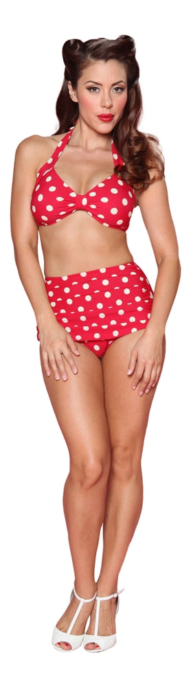 red white polka dot bathing suit