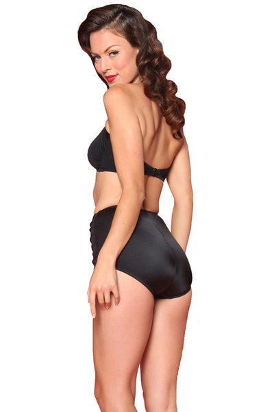 Esther Williams Retro Solid Two-Piece Swimsuit Halter Top E09001T - Black
