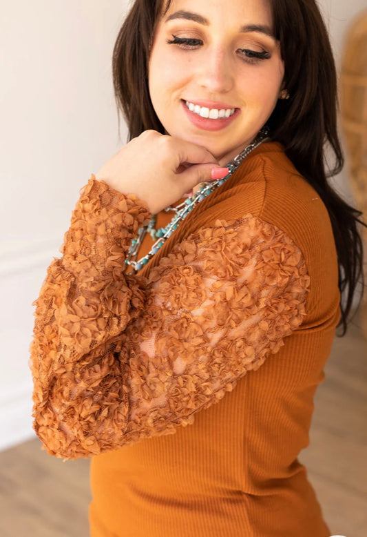 Dainty Knit Blouse-Rust