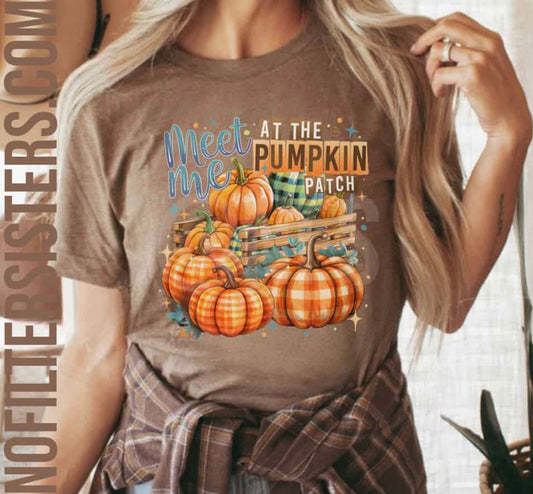 Meet Me At The Pumpkin Patch Tshirt brown color 