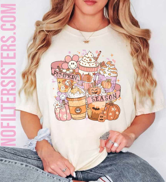 Pumpkin Season tshirt cream color 