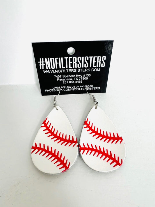 The White Baseball Earrings