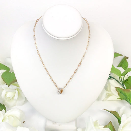 Gold Pavé Bauble Necklace