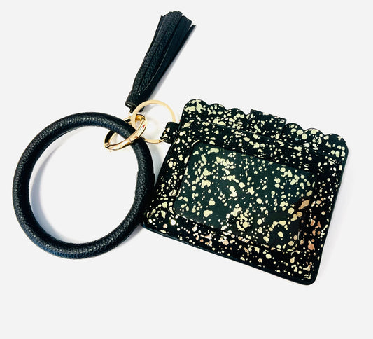 Speckle Gold Card Holder Wristlet