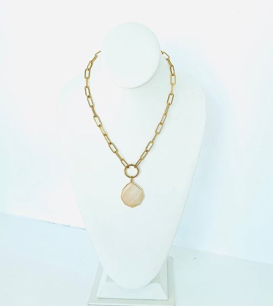 Gold Link Chain Quartz Necklace