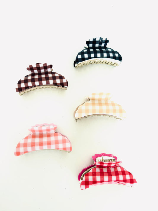 Retro Plaid Gold Hair Clips Style 104