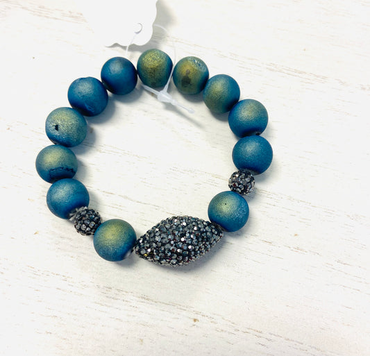 Mystic Blue Druzy Pave Bracelet