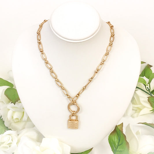 Gold Padlock Necklace