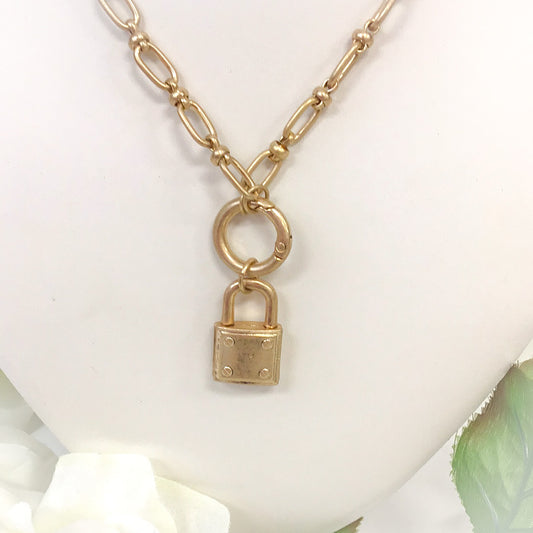 Gold Padlock Necklace