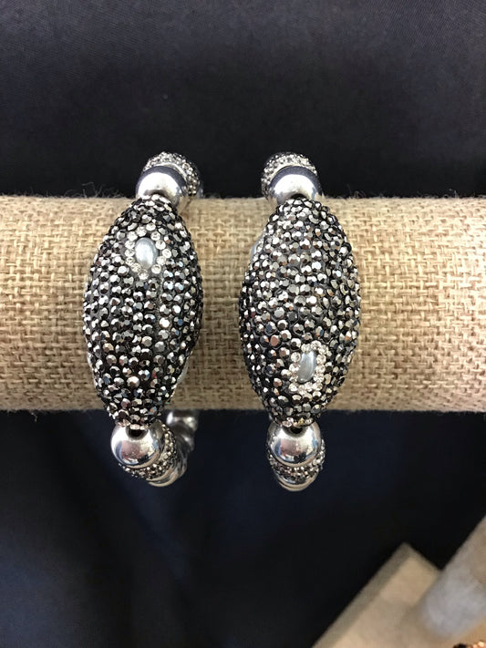 Avacié  Gunmetal Pave Snake Bracelet