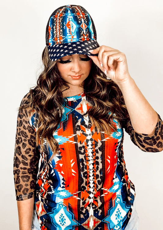 Wild Vibes Multi Cross Ponytail Hat