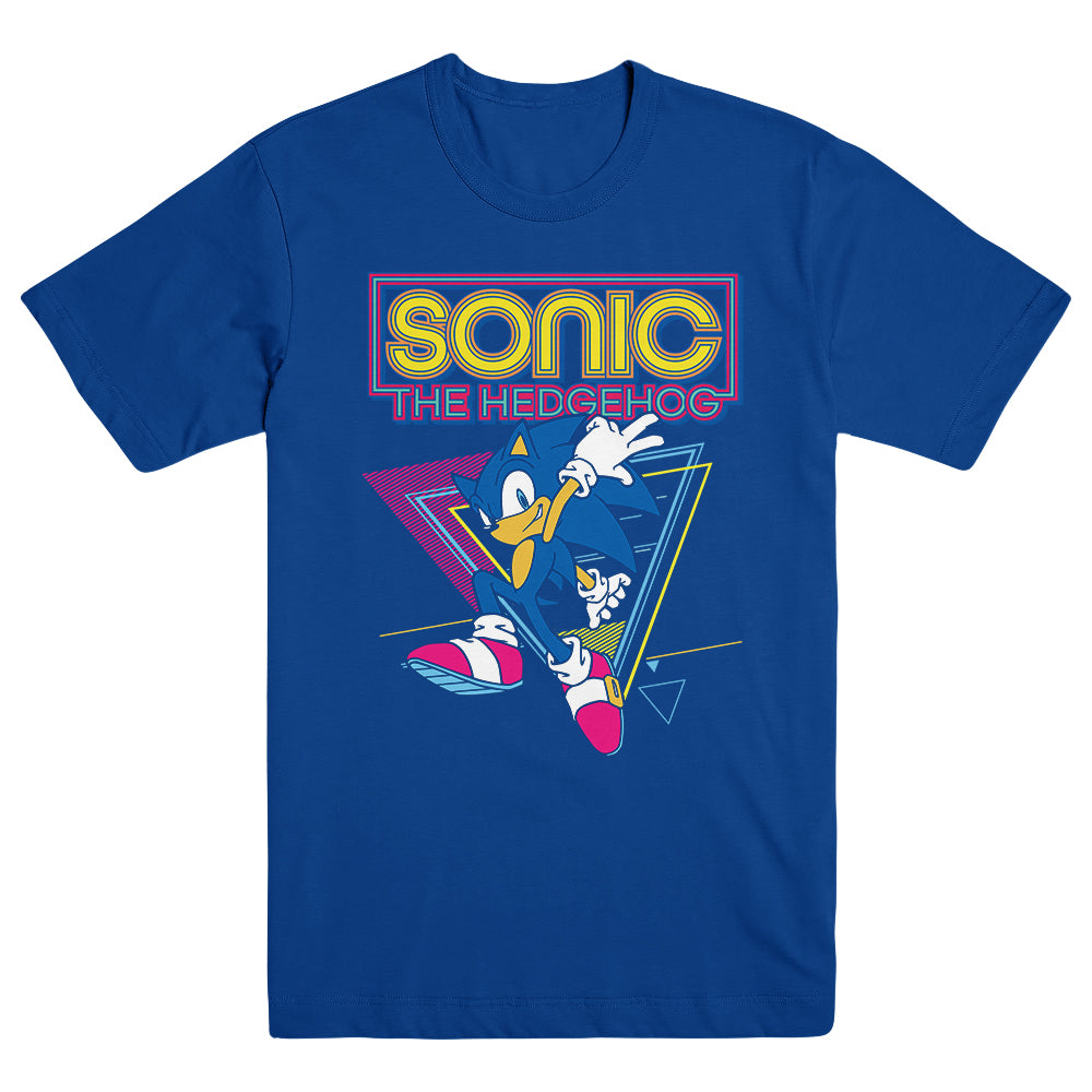 Sonic the Hedgehog Retro Neon Triangle Blue Tee