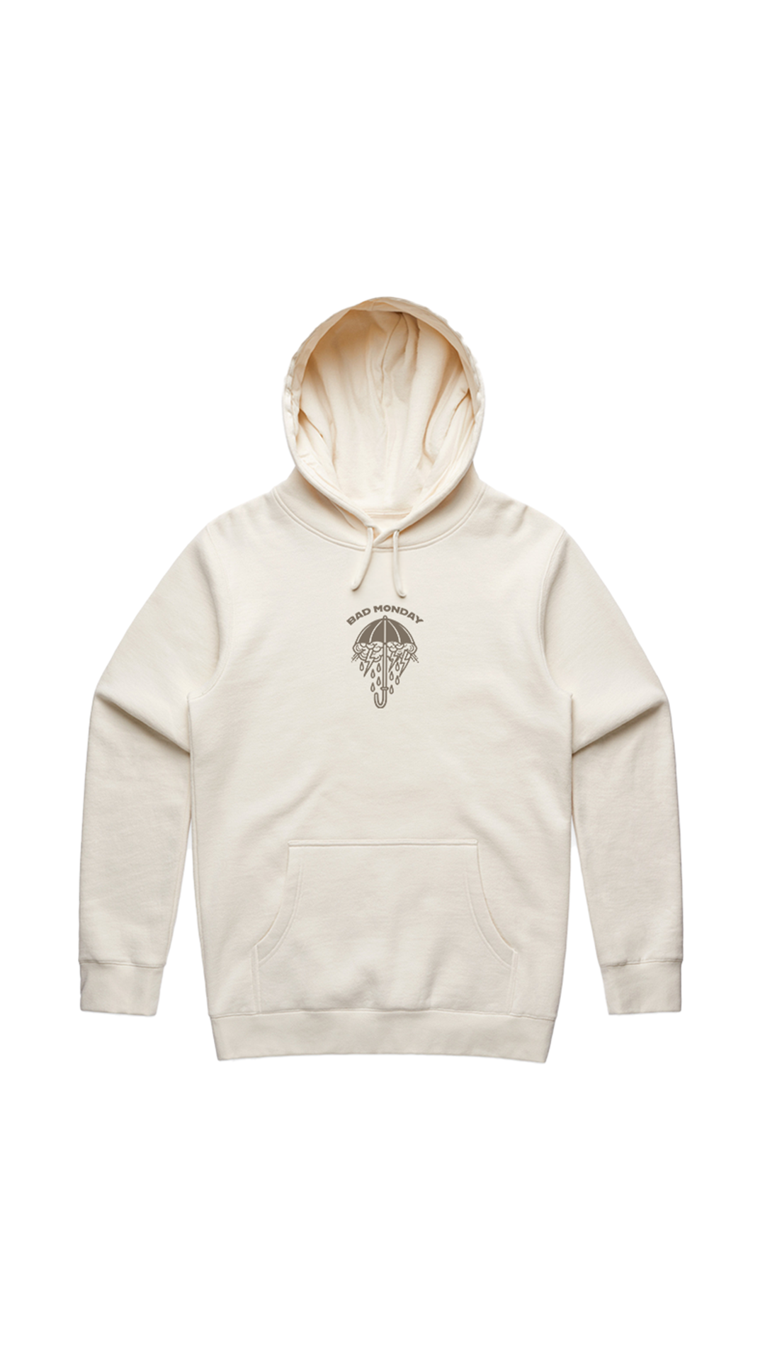 Heavy Weight AW Rains Front Print Hoodie - Ecru | Bad Monday Apparel