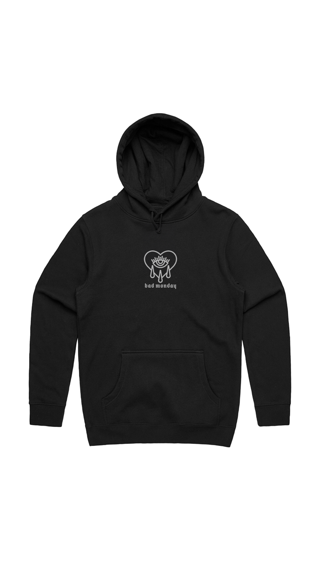 Heavy Weight AW Crying Heart Front Print Hoodie - Black | Bad Monday ...