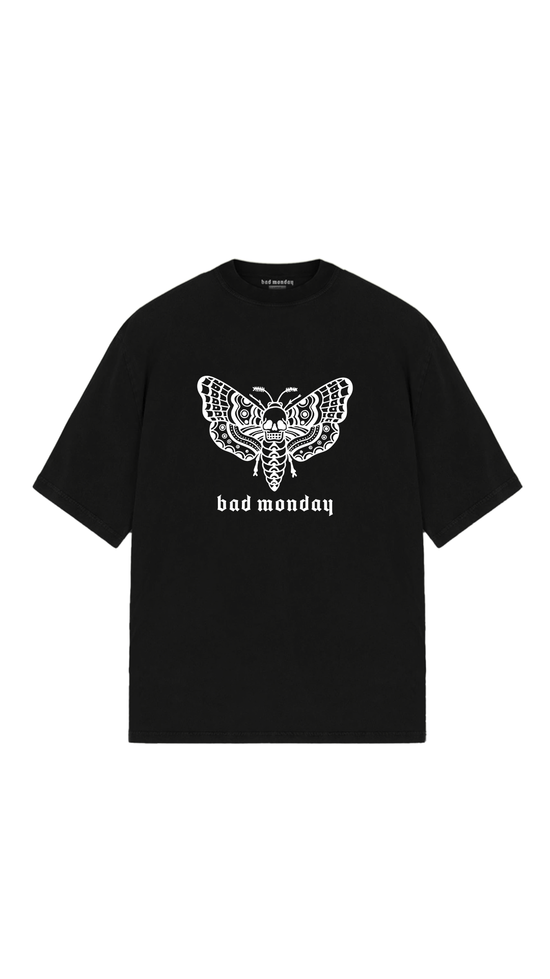 Oversized Death Moth Logo Tee - Front Print | Bad Monday Apparel