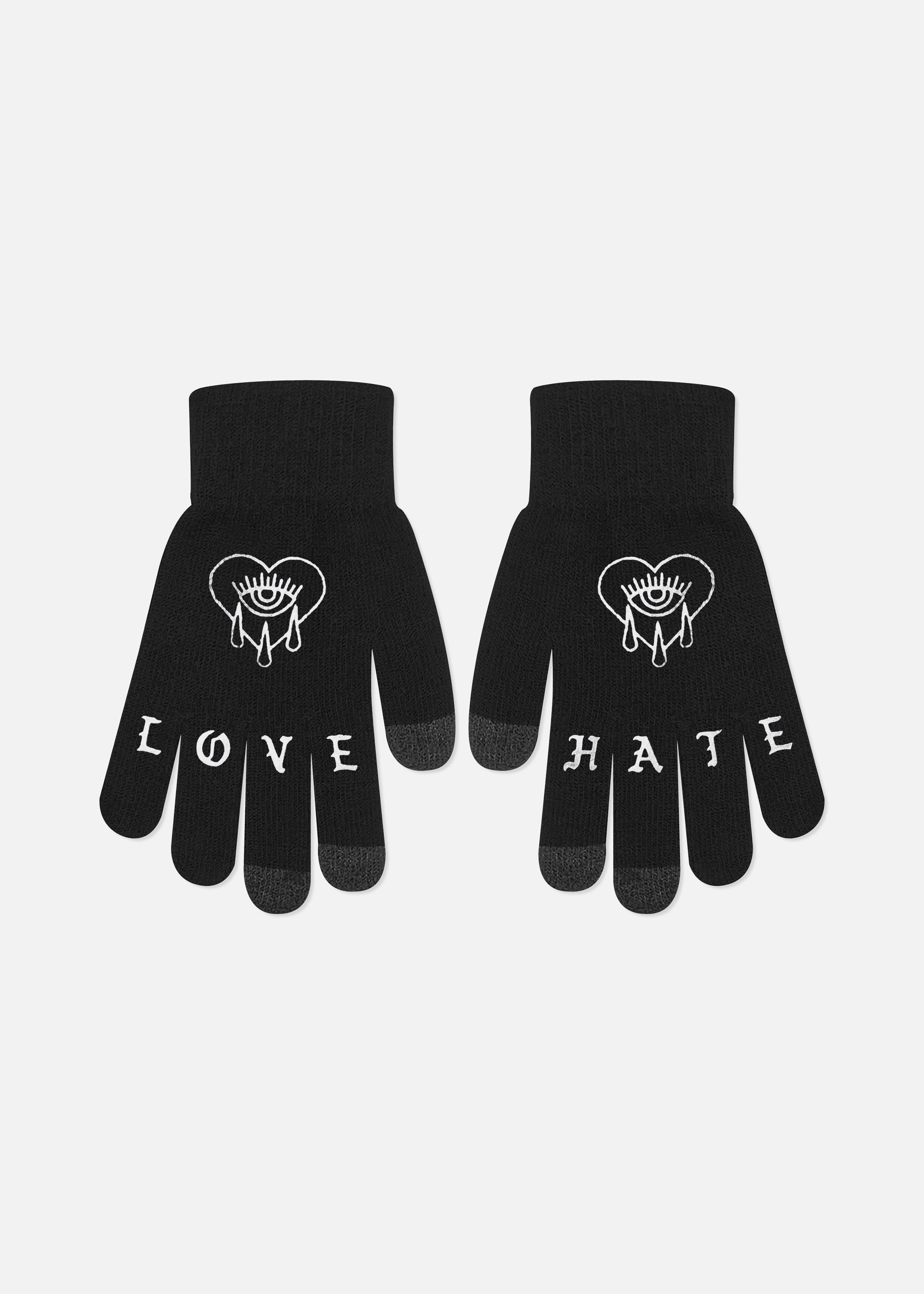 Image of Love Hate Tattoo Gloves  Black