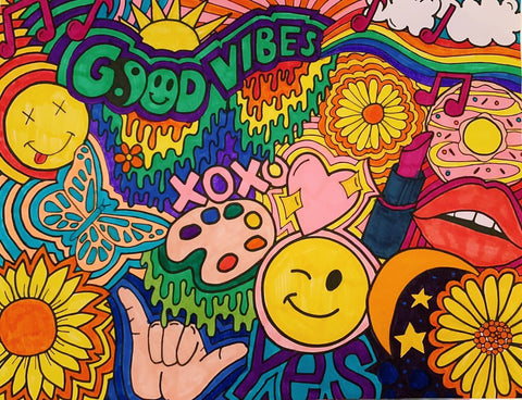 Hippie Collage Coloring Sheet – CoreyPaigeDesigns