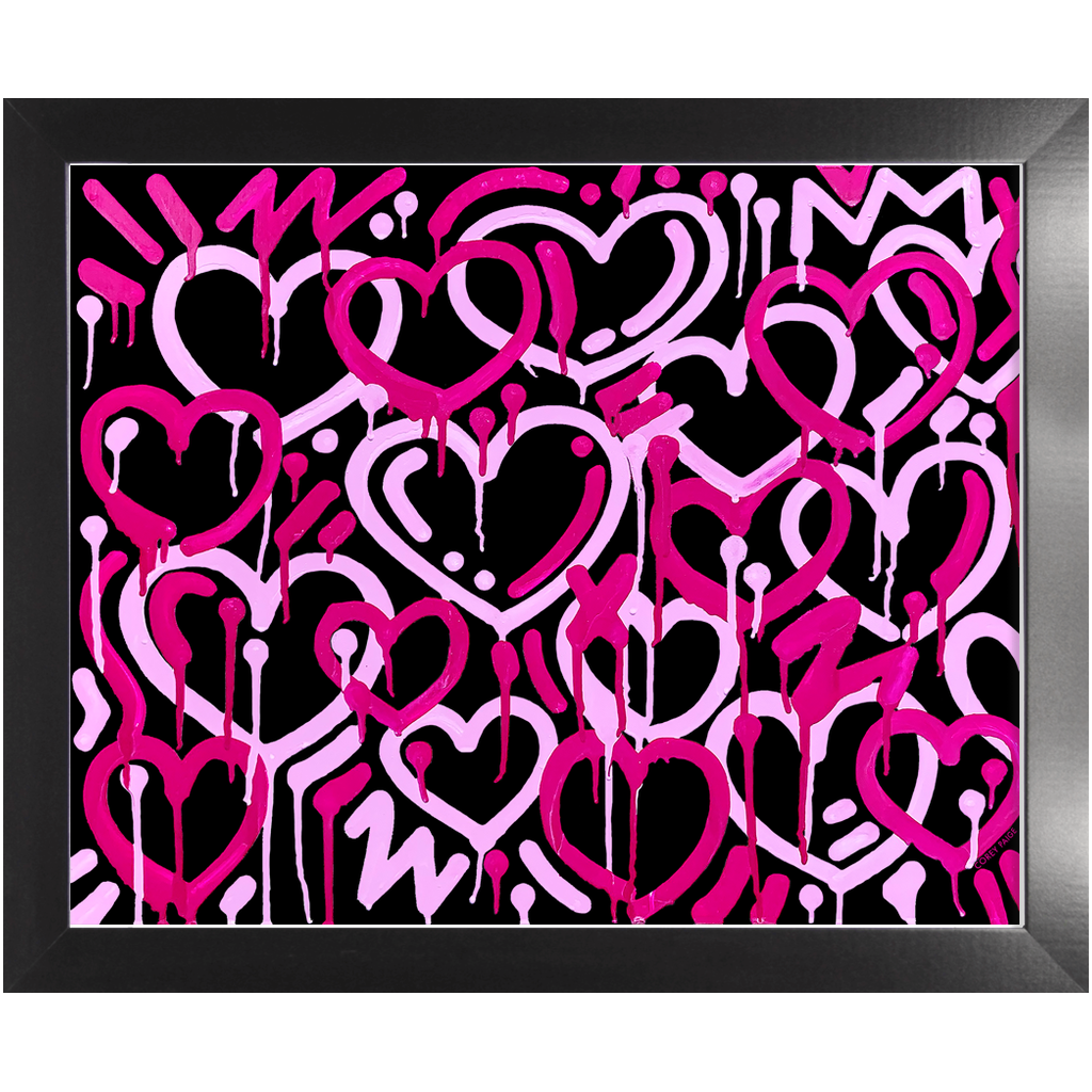 Pink & Black Electric Love Framed Print – CoreyPaigeDesigns
