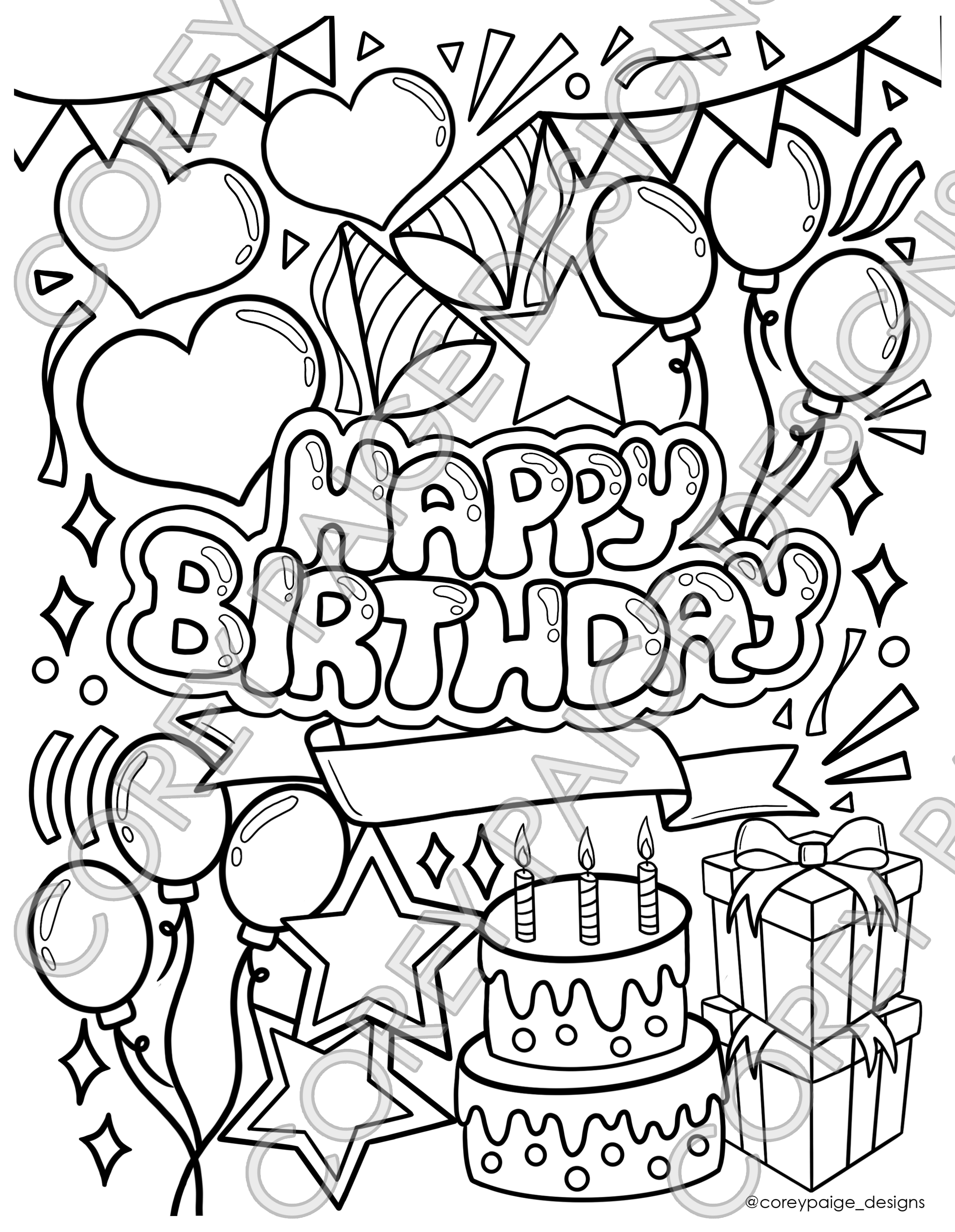 Happy Birthday Coloring Pages Printable