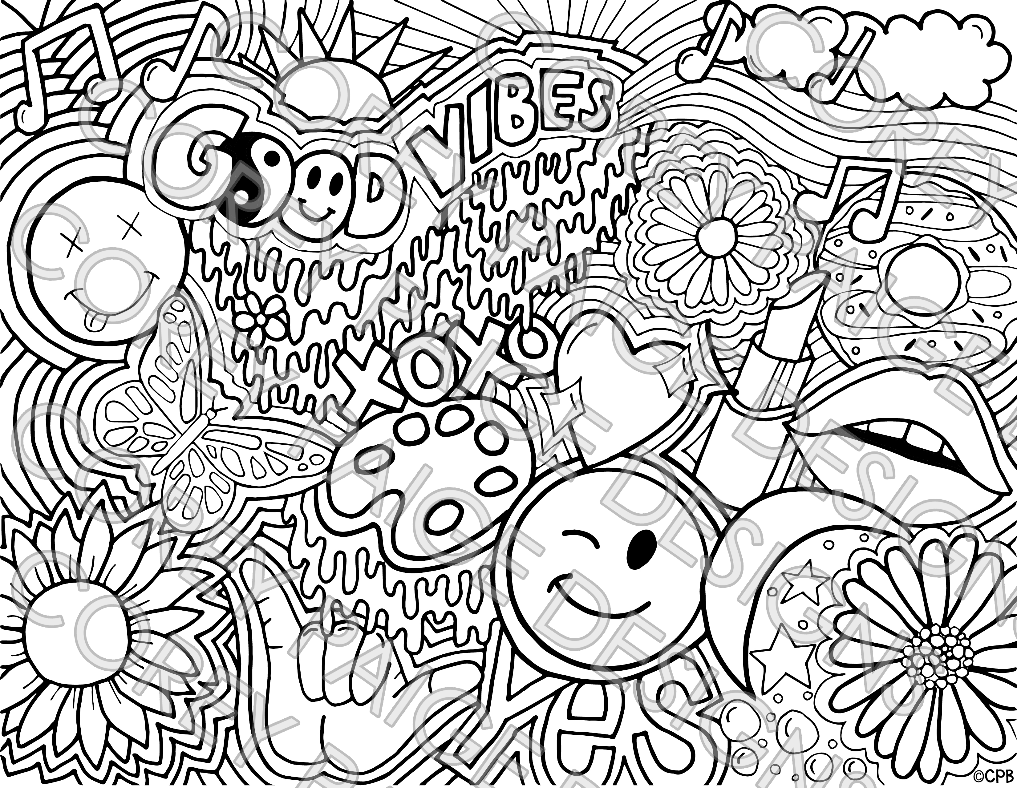 hippie collage coloring sheet