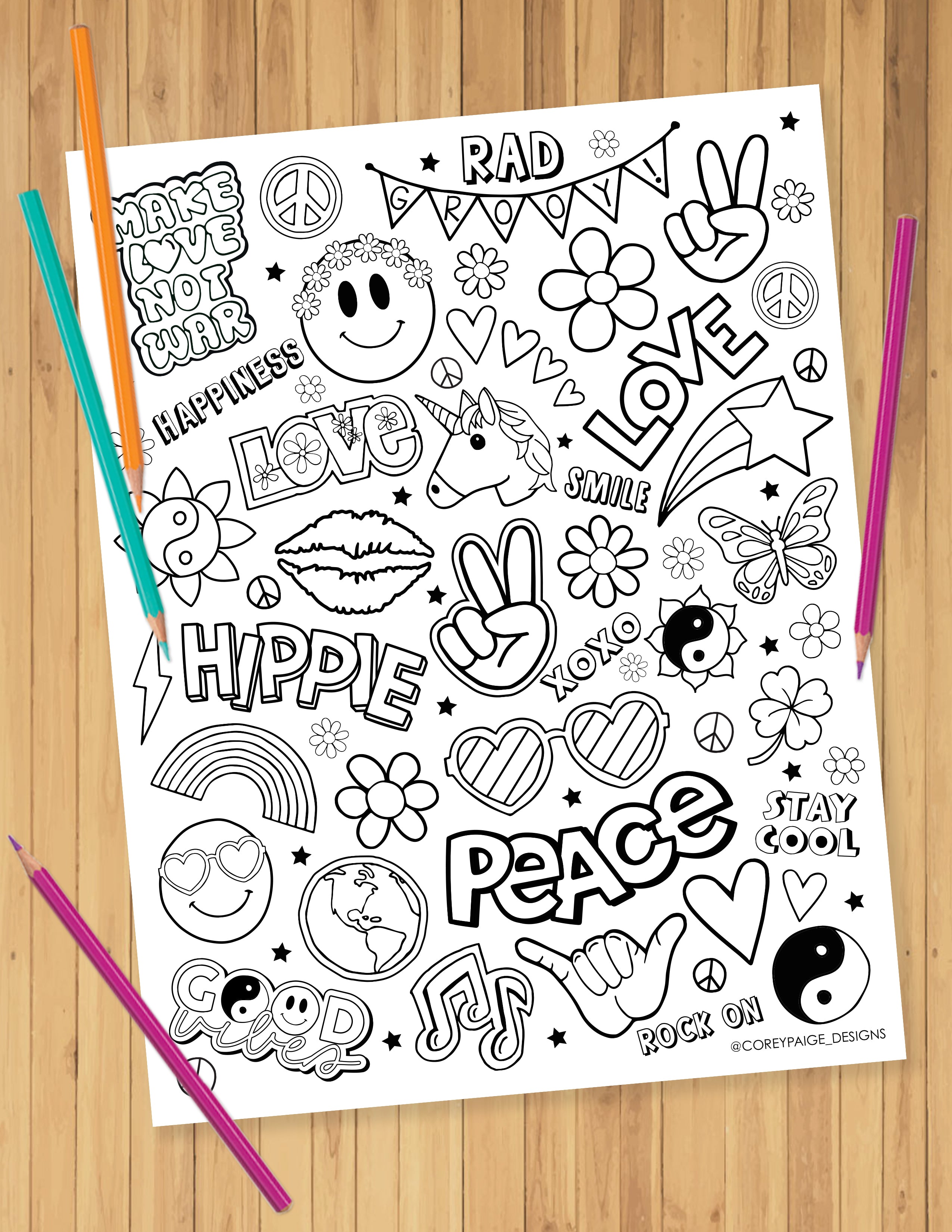 peace love happiness coloring pages