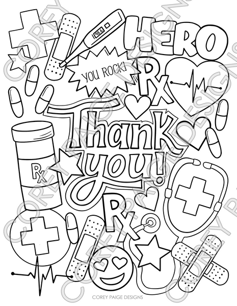 Thank You Healthcare Heroes Coloring Sheet