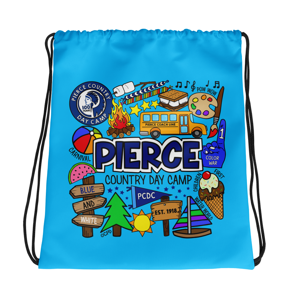 Pierce Day Camp Collage Drawstring Bag CoreyPaigeDesigns