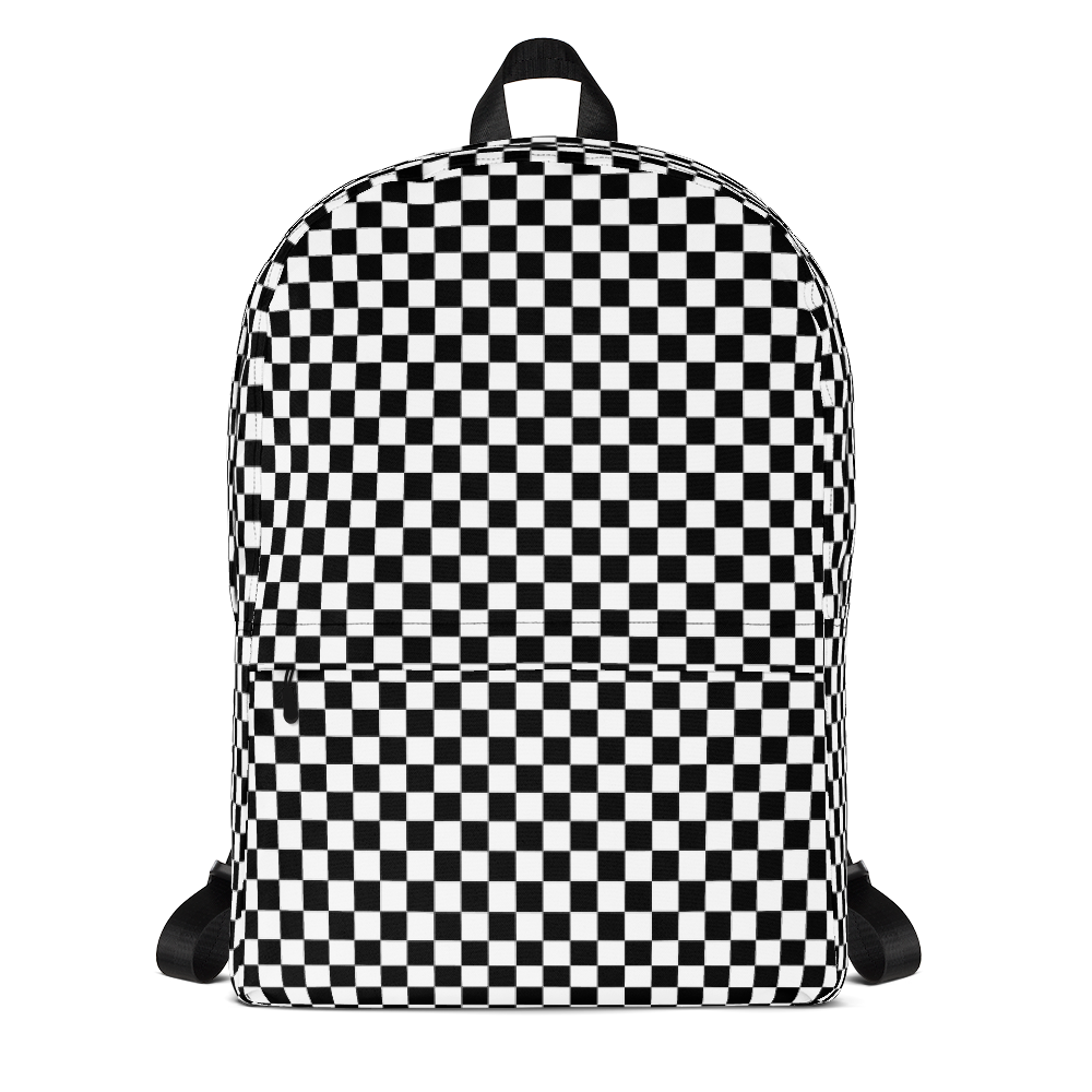 black and white checkered bookbag