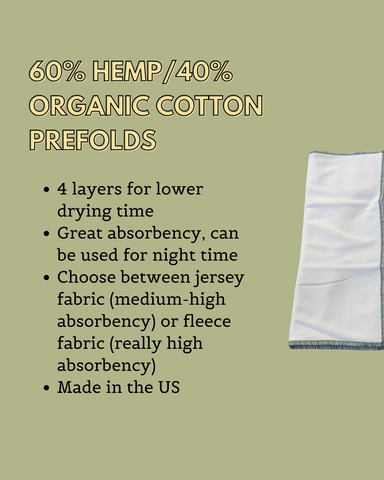 Geffen Baby Hemp / Organic Cotton Prefold. Soft, trim and absorbent