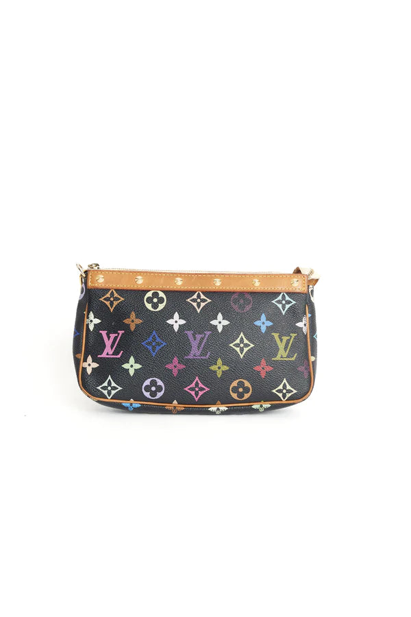 Y2K Louis Vuitton Takashi Murakami White Rainbow Pochette w/ Crossbody strap