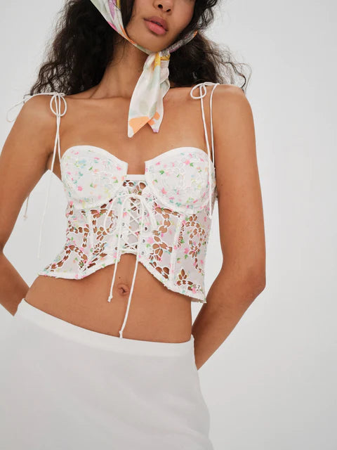 White Crochet Bustier Top – Fine Selection