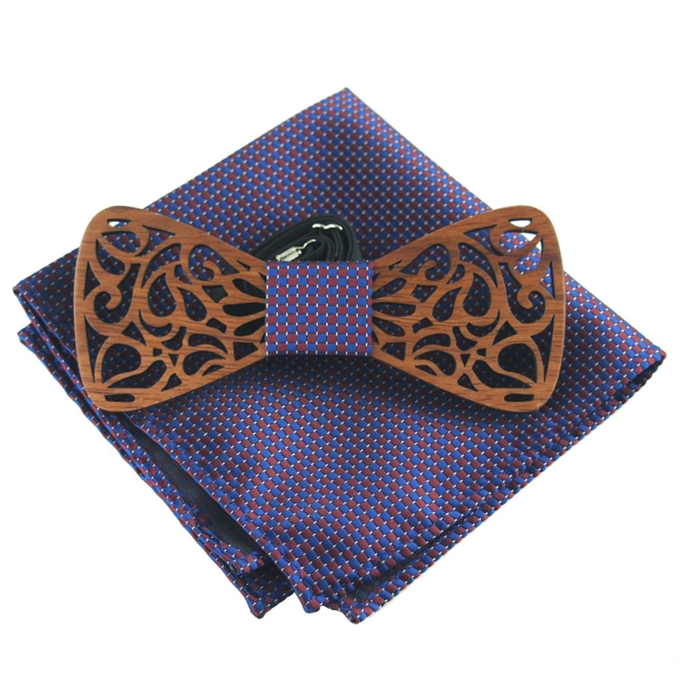 Wooden Bow Tie & Pocket Square Set