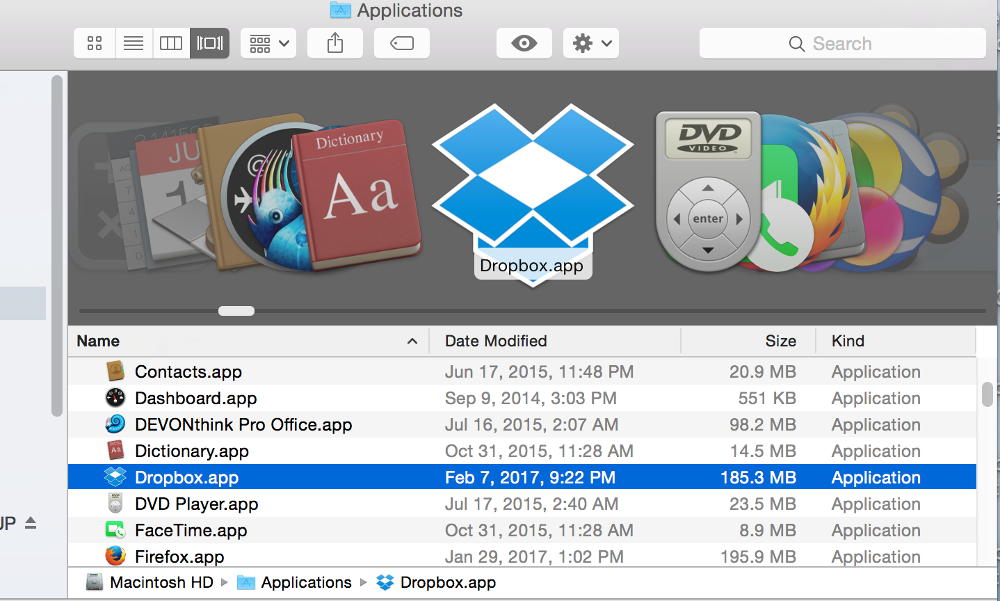 remove dropbox files from mac