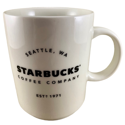 ESTD 1971 Starbucks Coffee Co Barista Abbey Large White Mug With Black  Lettering 2007 Mug