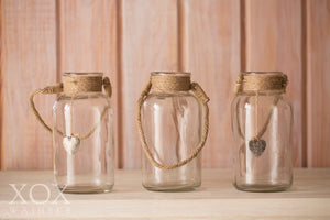 Hanging Jars with rope handles - medium 