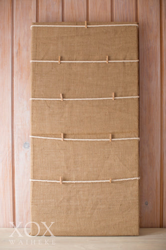 Hessian covered Canvas with Pegs