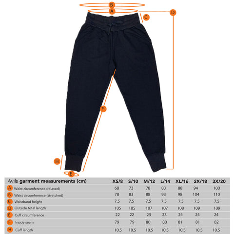 Flat measurements of each garment