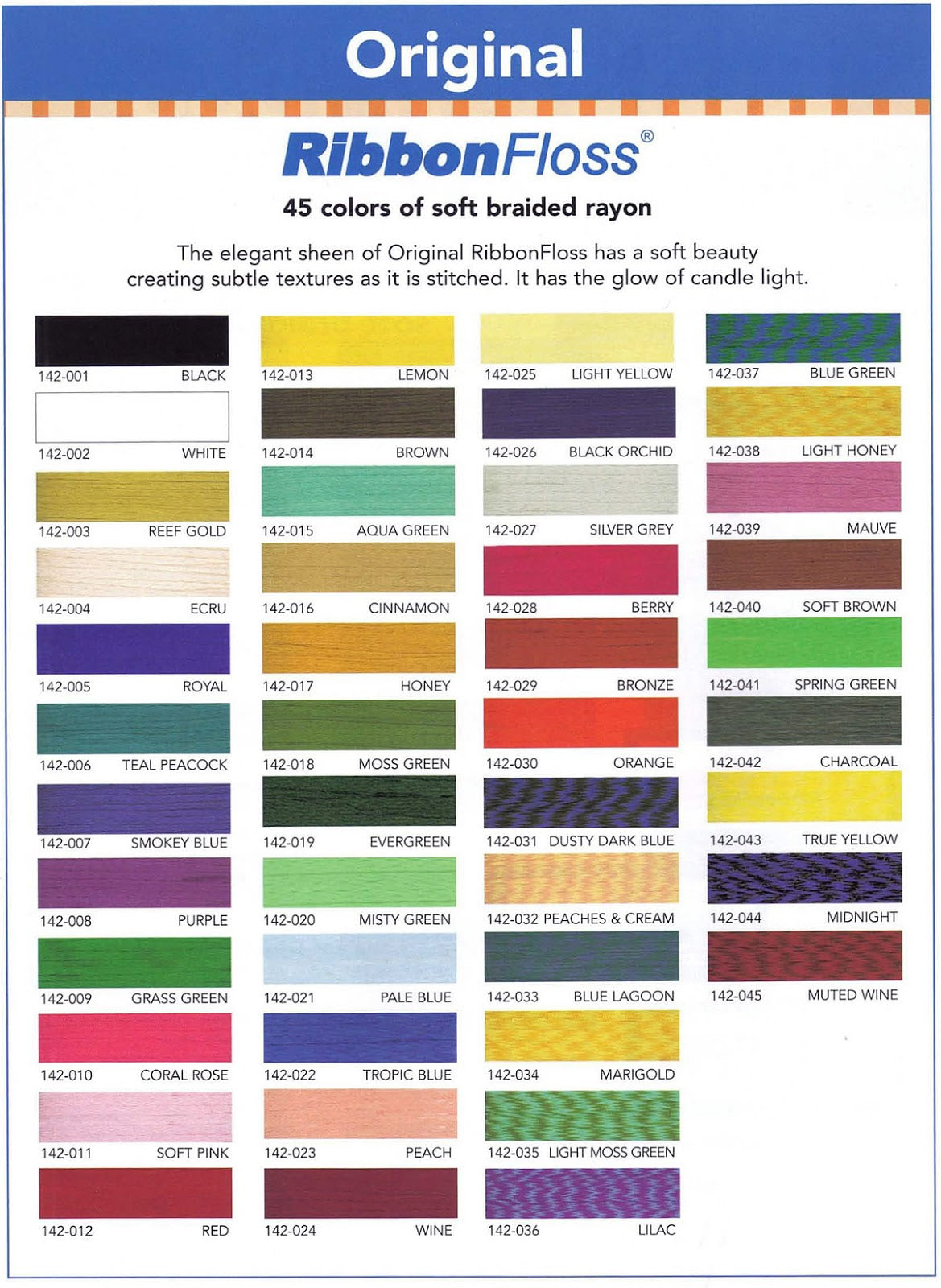 Yli Ribbon Floss Color Chart