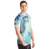 Abstract Blue Ocean Waves Marble Pattern Mosaic Beach Tropical Men Women T-shirt - kayzers
