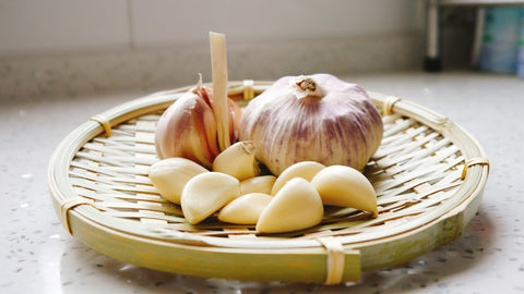 garlic cloves on a table