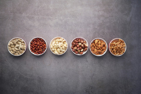 nuts and seeds in bowls