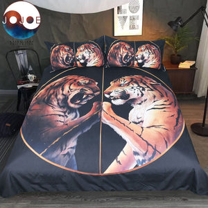 Peace Black Bedding Set Two Tigers Duvet Cover With Pillowcase