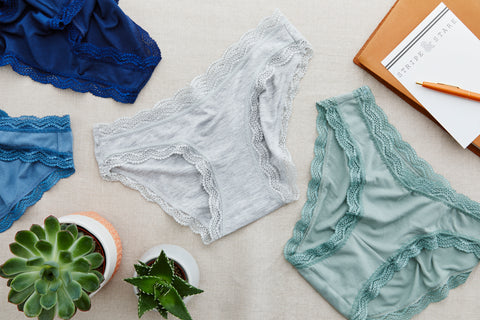 Flatlay of knickers surrounded by plants