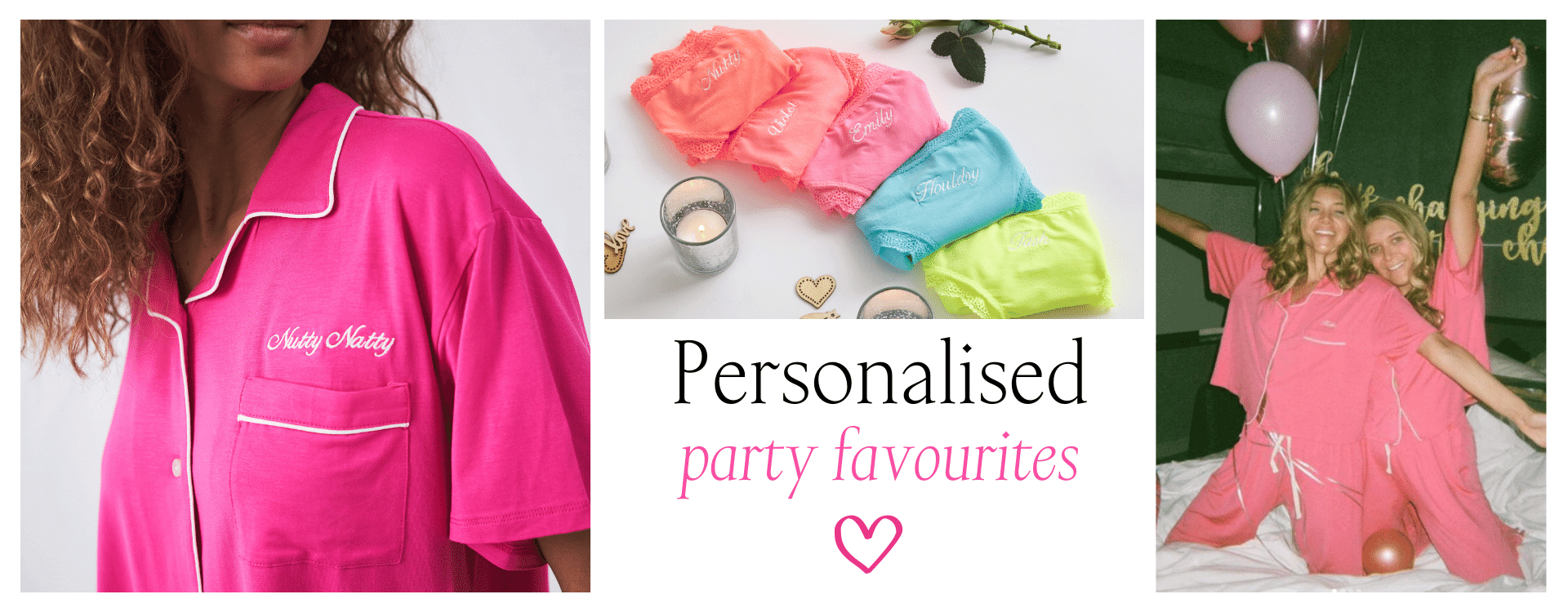 Personalised hen party pyjamas and underwear