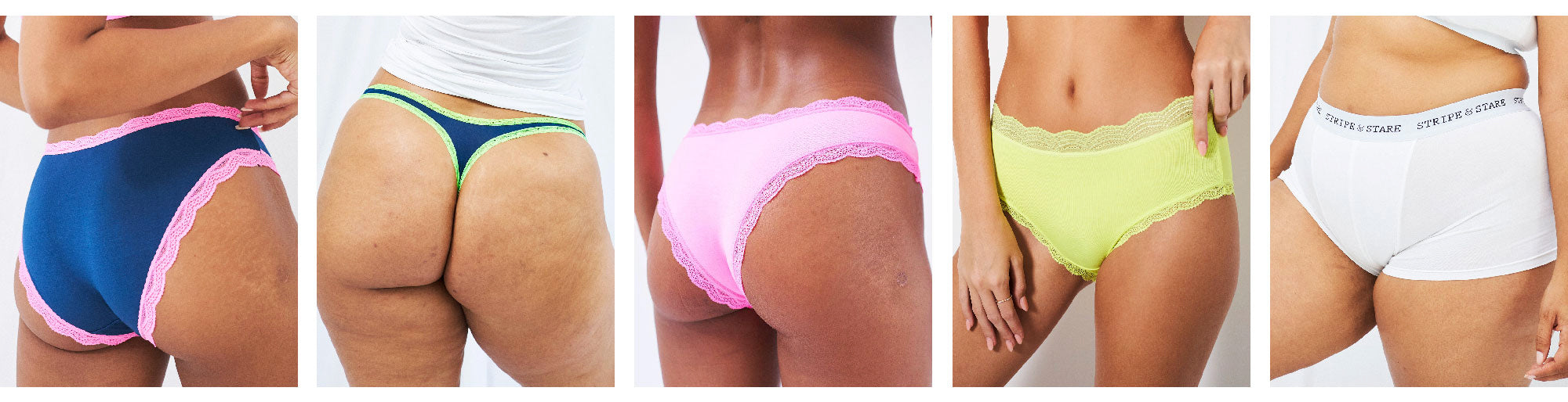 Close up shots of different knicker shapes