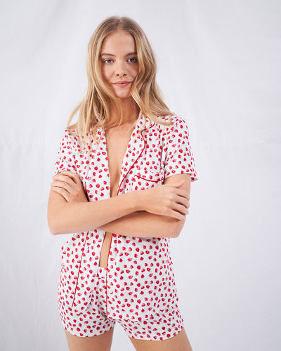 Short Pyjama Set - Strawberries and Cream Stripe & Stare