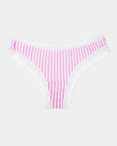 FUNCILAC Striped Lace Striped Panties Cotton Womens Lingerie Set