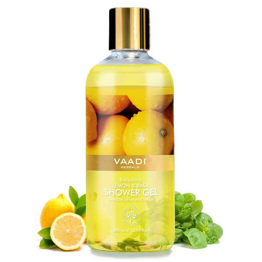 Refreshing Lemon & Basil Shower Gel (300 ml) — Vaadi Herb...