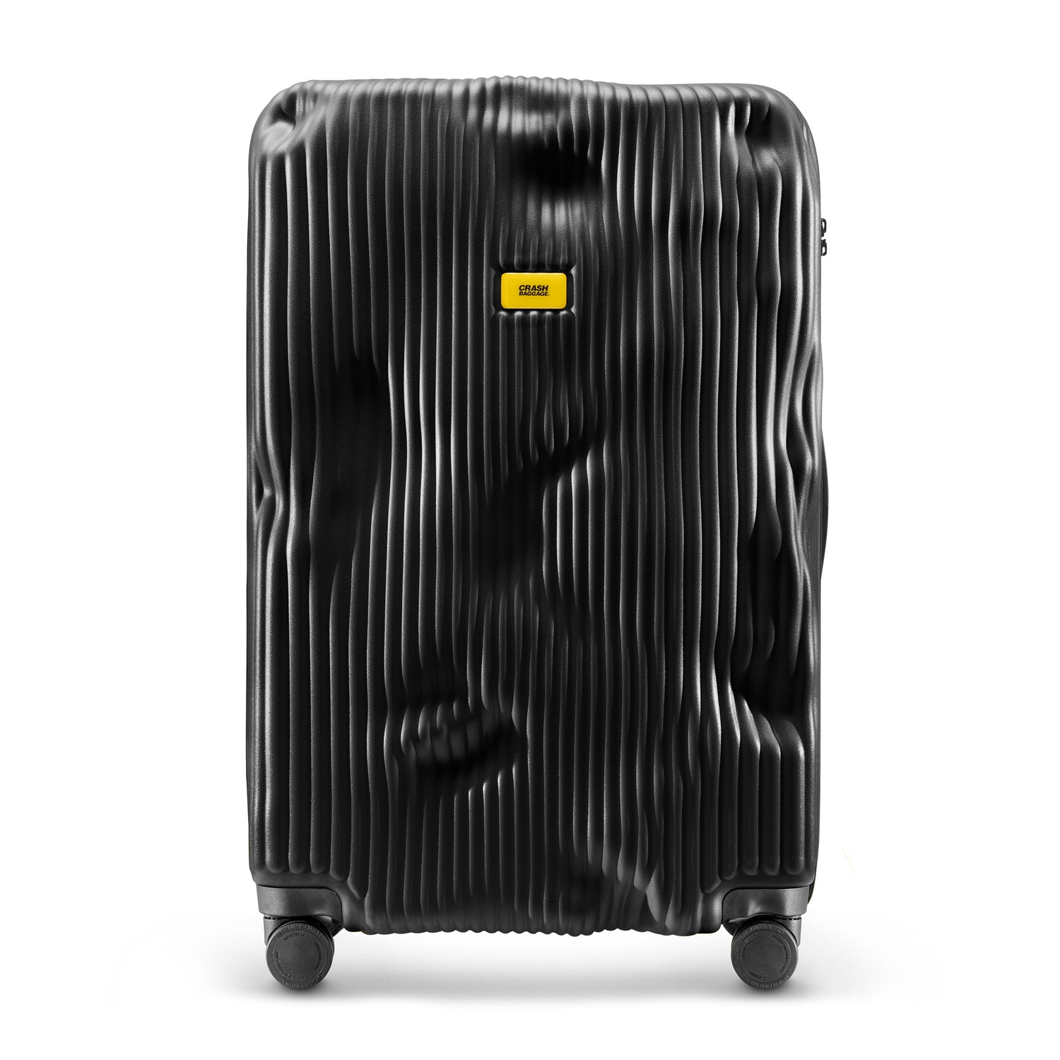 black and white striped suitcase