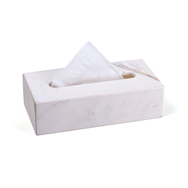 Marble Tissue Box <br> White <br> (L 25 x W 12 x H 7) cm